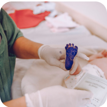 Newborn footprint being taken